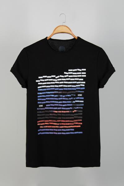 COLLIE Tricou cu imprimeu negru pentru bărbați Vavn21y-3400746