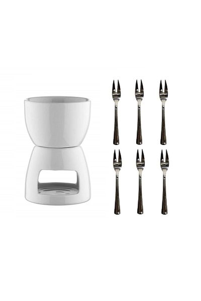 Paşabahçe 7 Piece Fondue Set and Fondue Fork Set 7 Piece Special Set - K