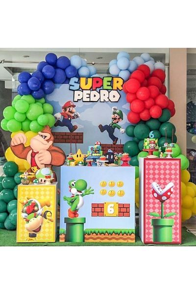 MERİ PARTİ Mario Birthday Balloon Colors Mario Birthday Balloon Concept And Chain