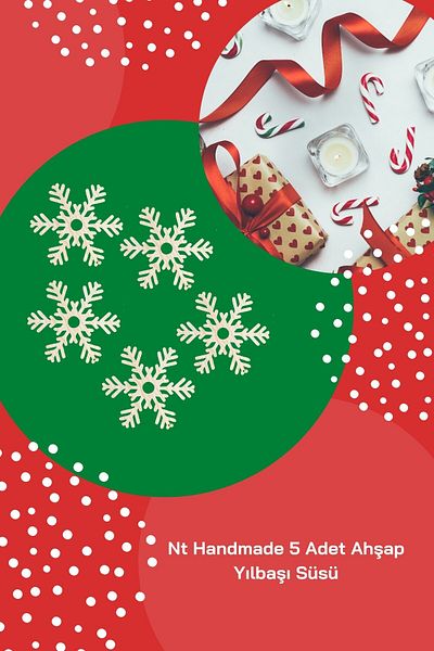 NT Handmade Maple Tree 5 Pieces Snowflake Shaped Christmas Ornament - Paintable Christmas Tree Ornament Wall Decoration