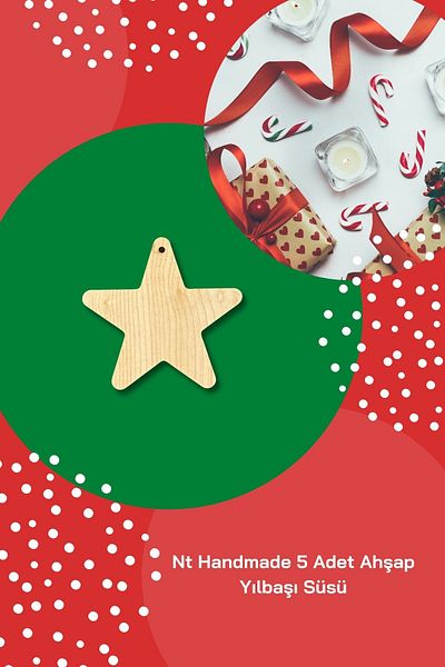 NT Handmade Maple Tree 5 Pieces Star Shaped Christmas Ornament - Paintable Christmas Tree Ornament Wall Decoration