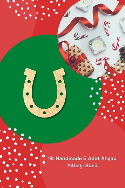 NT Handmade Maple Tree 5 Pieces Horseshoe Christmas Ornament - Paintable Christmas Tree Ornament Wall Decoration