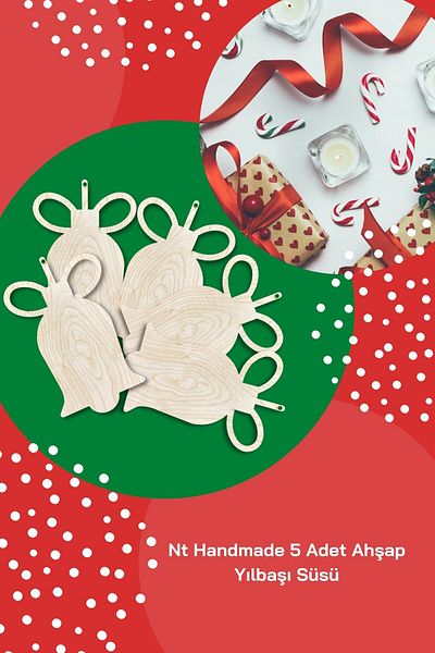 NT Handmade Maple Tree 5 Christmas Bells Christmas Ornament - Paintable Christmas Tree Ornament Wall Decoration