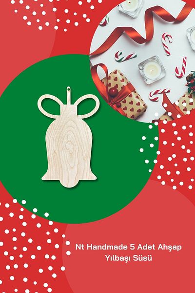 NT Handmade Maple Tree 5 Christmas Bells Christmas Ornament - Paintable Christmas Tree Ornament Wall Decoration
