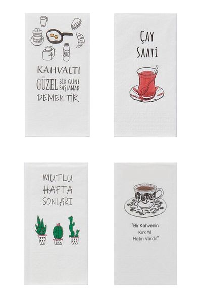 NapkinStore Printed Napkin 4 Models (80 Pieces) Mix-3