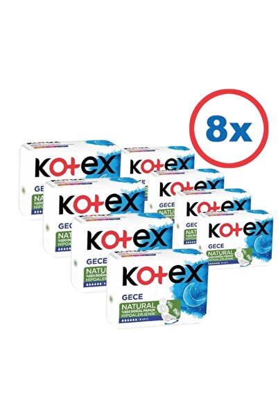 Kotex Natural %100 Doğal Pamuk Hipoalerjenik Gece 6'lı (8ADET)