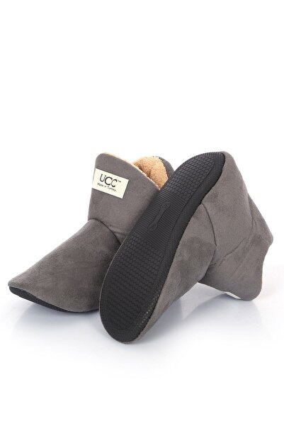 Behtah Kundura Unisex Gri Içi Yünlü Ev Pandufu Ev Botu Ev Ayakkabısı