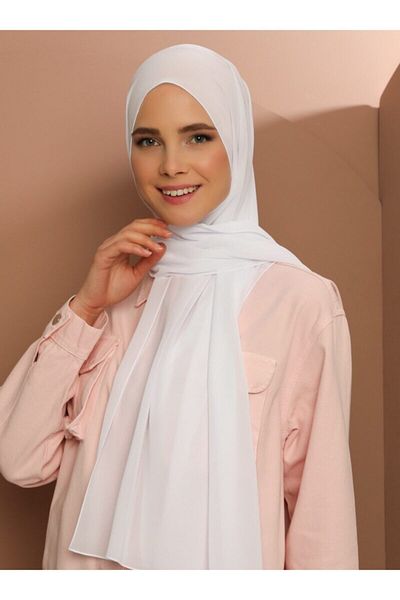 Tuva Şal Şal din şifon de damă alb 425059
