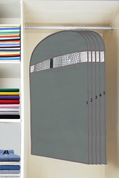 umbellatum Κάλυμμα Ρούχων 5 τμχ 60x100 εκ. Μπεζ με Παράθυρο Σκούρο Γκρι