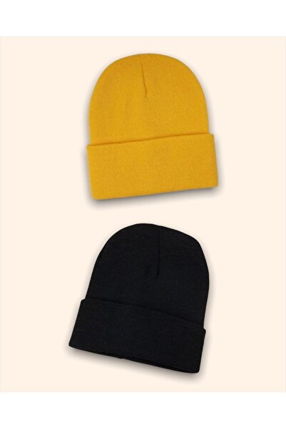 Goldmine طقم بيريه أساسي للجنسين باللون الأسود والخردل