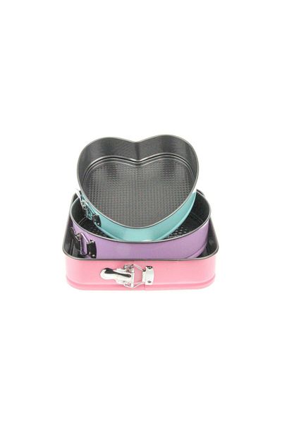 La Push Concept Mould Colorful 3-Piece Heart, Round, Square Clamp Cake Mold Set