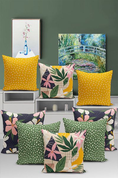 Realhomes 8-Piece Special Design Digital Printed Pillow Cushion Cover