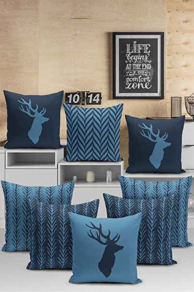 Realhomes 8'li Özel Tasarım Dijital Baskılı Yastık Kırlent Kılıfı