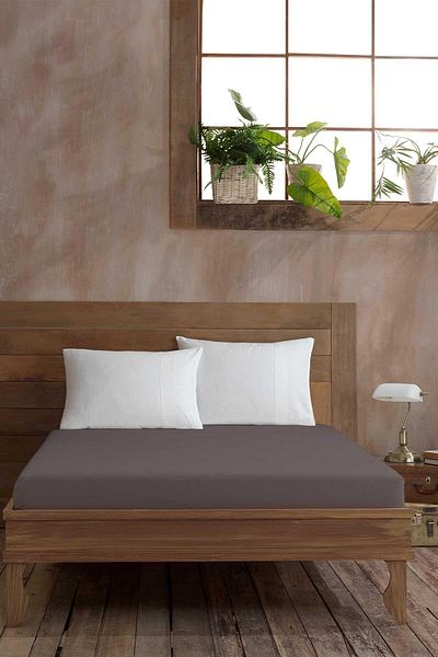 Elart Ranfors Cotton Fitted Double Bed Sheet 160x200cm Anthracite