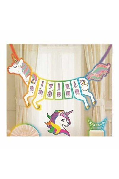 Parti dolabı Themed Glitter Horse Shaped Happy Birthday Text Banner