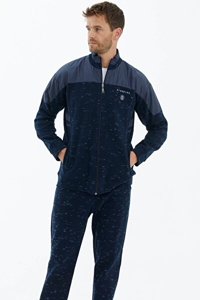 Sementa Спортивний костюм з високим коміром, капітоне і вишитим візерунком - темно-синій