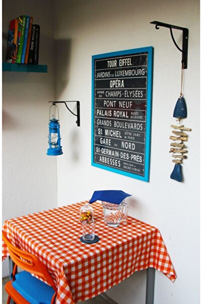 Çizgikare مفرش طاولة برتقالي مربعات