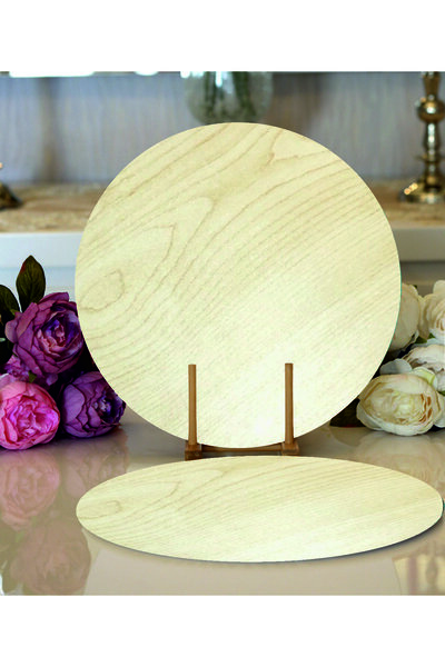 EYL Home لوح شحن خشبي 6 قطع 3 مم خشب القيقب MDF قطر 32 سم شاحن دائري تحت الخدمة