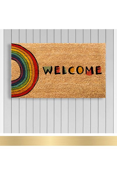 Paspashello , Design Koko Door Mat / PVC Base / Model; Rainbow-welcome
