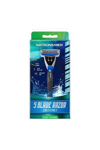 Watsons Nemlendirici Şeritli 5 Bıçaklı Erkek Tıraş Bıçağı 1 Adet Ve Yedek Tır...