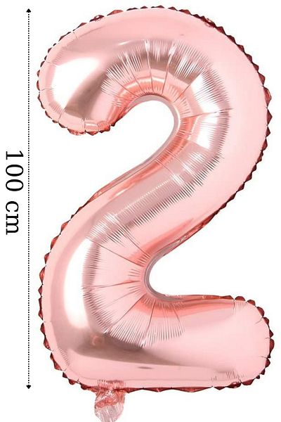 ELGALA Foil Balloon Number 2 Helium Balloon 100 Cm Rose Color