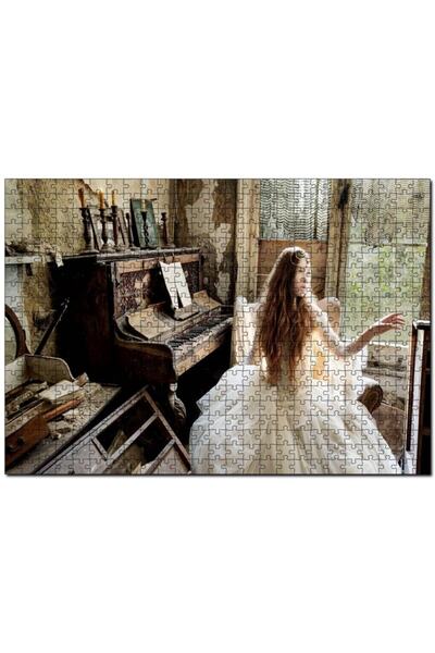 Cakapuzzle Terkedilmiş Ev Piyano Ve Beyaz Elbiseli Kız 1000 Parça Puzzle Yapb...
