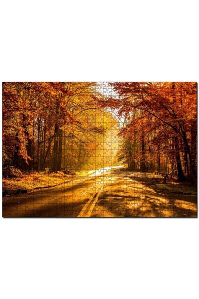 Cakapuzzle Sonbahar Ormandan Geçen Yol Ve Güneş Işınları 1000 Parça Puzzle Ya...