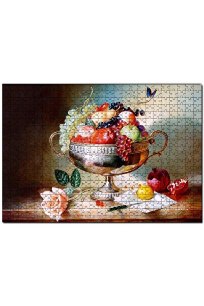 Cakapuzzle Çiçek Meyve Tabağı Görseli 500 Parça Puzzle Yapboz Mdf (ahşap)