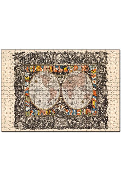 Cakapuzzle Dünya Haritası Ülke Bayrakları Ve Tarihi Figür Görseli 120 Parça Puzzle Yapboz Mdf(ahşap)