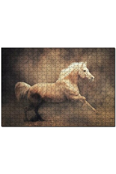 Genel Markalar Sarı Renk Koşan At Görseli 1000 Parça Puzzle Yapboz Mdf(ahşap)