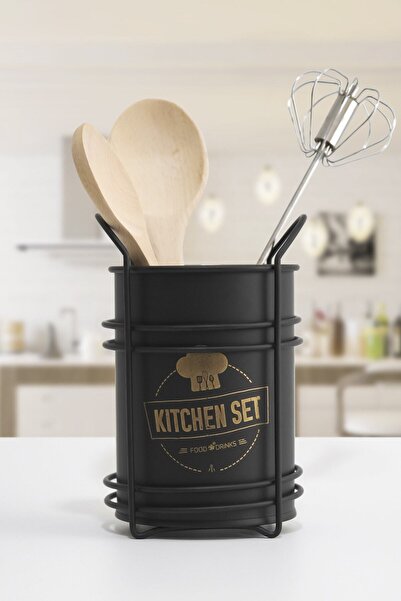 Pink Cat Kitchen Siyah Metal Kaşıklık