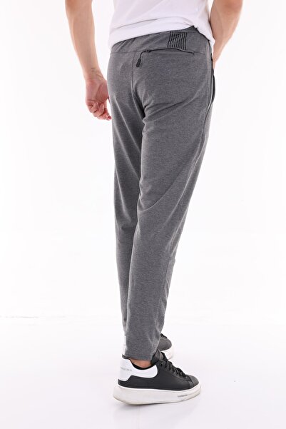 ZEYMERADE Men's Anthracite Hidden Pocket Detailed Skinny Leg Sweatpants