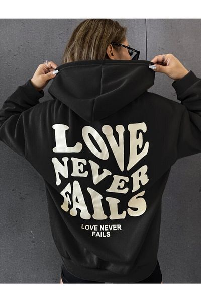 LAPS Hanorac cu glugă Black Love Never pentru damă