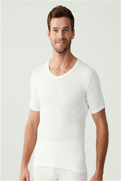 U.S. Polo Assn. Πόλο Ασν των ΗΠΑ. 17035 Ανδρικό θερμικό κοντομάνικο εσώρουχο-λευκό
