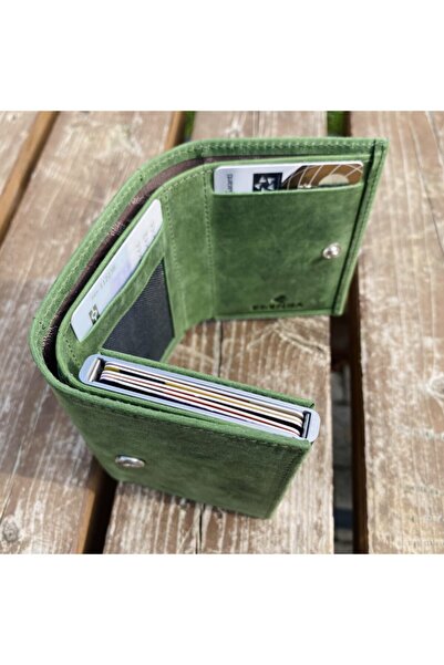 Eminsa Crazy Deri Mekanizmalı Yeşil Kartlık Cüzdan