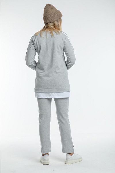 BAV Butik Ayvitrin Gray Women's Tracksuit Set - Ribbed and Crested