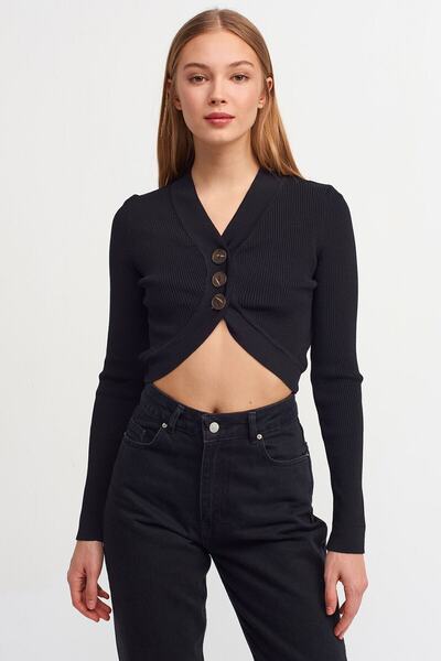 Dilvin Cardigan scurt curbat cu decolteu în V