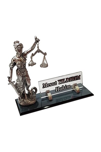 MERTKRİSTAL Masalık Buro Ofıs Hediyesi Adalet Terazili Masaüstü Isimlik