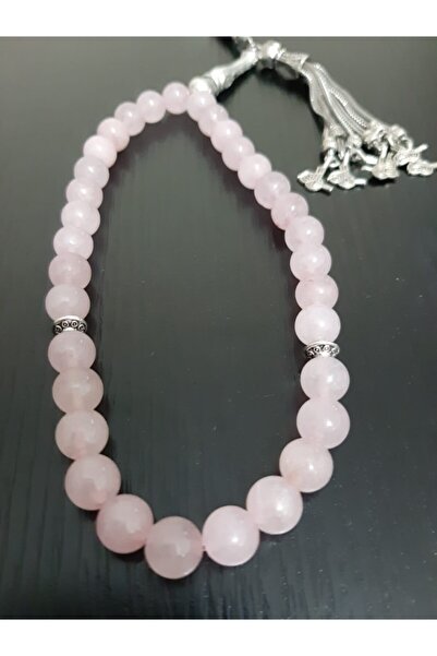 Zirve Hediyelik Mărgele de rugăciune din piatră naturală de cuarț roz unisex de 8 mm - set de 33