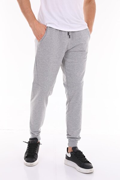 ZEYMERADE Men's Light Gray Hidden Side Pocket Detailed Sweatpants