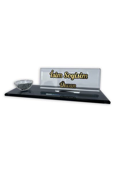 MERTKRİSTAL Ekonomik Ve Şık Masa Isimliği / Kalemlik Cam Masaüstü Isimlik