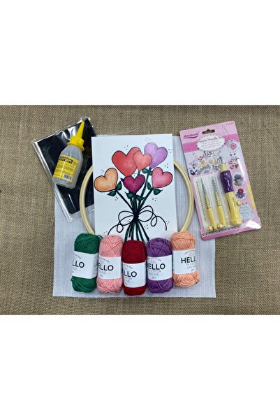 Tansel Tuhafiye Σετ Κεντήματος Πόντσο Καρδιές 5 Σκέλη