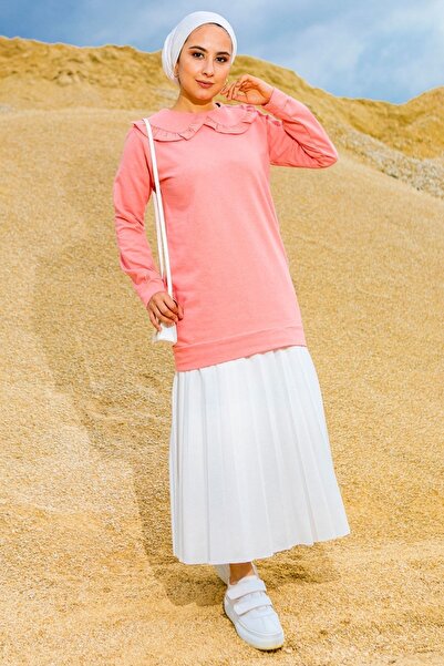 Defne Bahar Baby Collar Hijab Tunic Pink