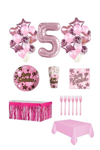Dipak Set de aniversare de 5 ani de culoare roz