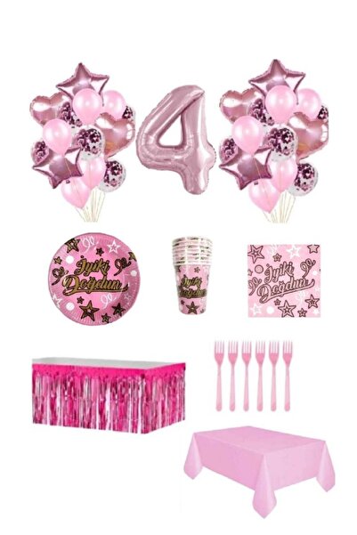 Dipak Σετ γενεθλίων ροζ χρώματος 4 ετών