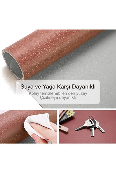 Xrades Double Color Leather Mousepad 80x40 Cm Dark Brown And Gray For Laptop Computer