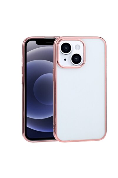 Ally Mobile Iphone 13 Mini 5.4inç Lazer Kaplama Renkli Kenar Şeffaf Kılıf Ros...