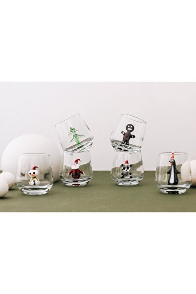 minizoo Yılbaşı Kahve Yanı Su Bardağı Seti (6'lı Set)