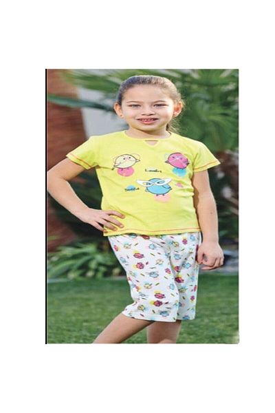 ROLY POLY Girl's Yellow Single Jersey Cotton Shorts Set 1061
