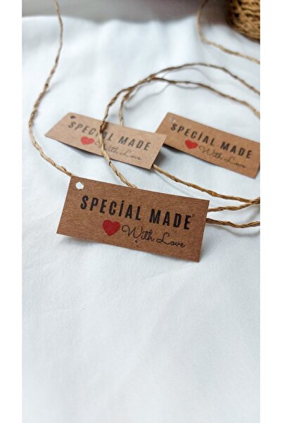 Çikoleyt Design كرافت مصنوع حسب الطلب مع ملصق الحب - مثقوب (2,5x5,5 سم) 50 قطعة